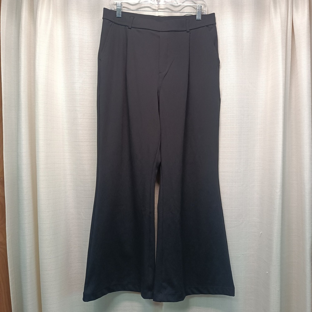 NWT Halara Womens L High Rise Wide Leg Dress Pants Black Pleated Career‎ Office